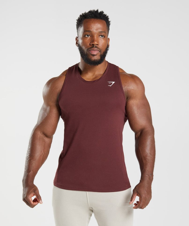 Men\'s Gymshark React Tanks Burgundy | CA D01573